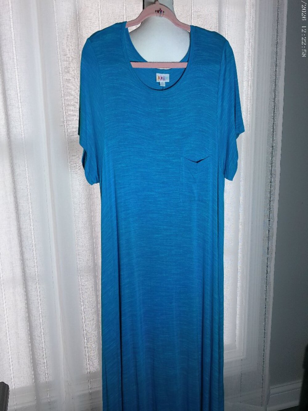 LULAROE Dress Maxi HiLo Heathered Royal Blue NWOT XL